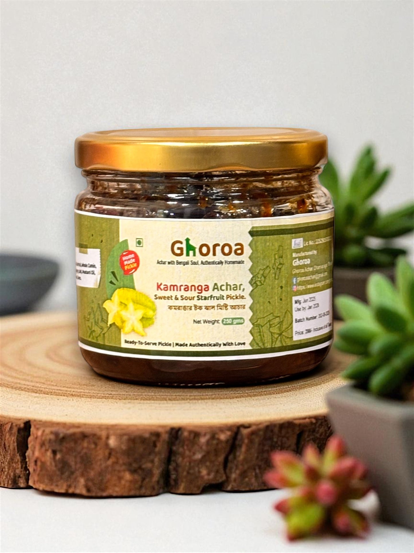 Kamranga Achar - Authentic Homemade Sweet & Sour Bengali Starfruit Pickle | Kamrakh ka Achar | Ghoroa Bengali Starfruit Pickle | 250g