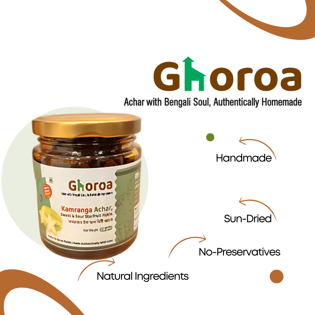 Kamranga Achar - Authentic Homemade Sweet & Sour Bengali Starfruit Pickle | Kamrakh ka Achar | Ghoroa Bengali Starfruit Pickle | 250g