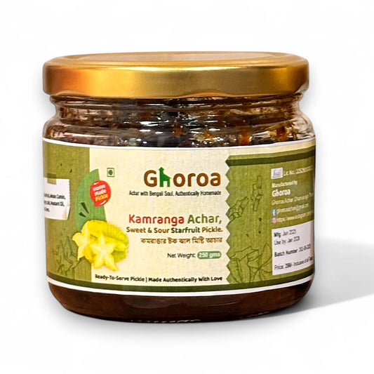Kamranga Achar - Authentic Homemade Sweet & Sour Bengali Starfruit Pickle | Kamrakh ka Achar | Ghoroa Bengali Starfruit Pickle | 250g