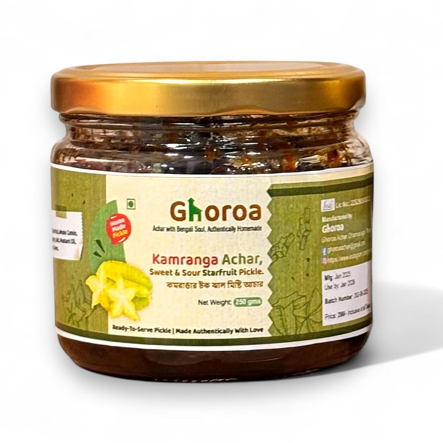 Ghoroa Kamranga Achar – Sweet & Sour Starfruit Pickle 250g